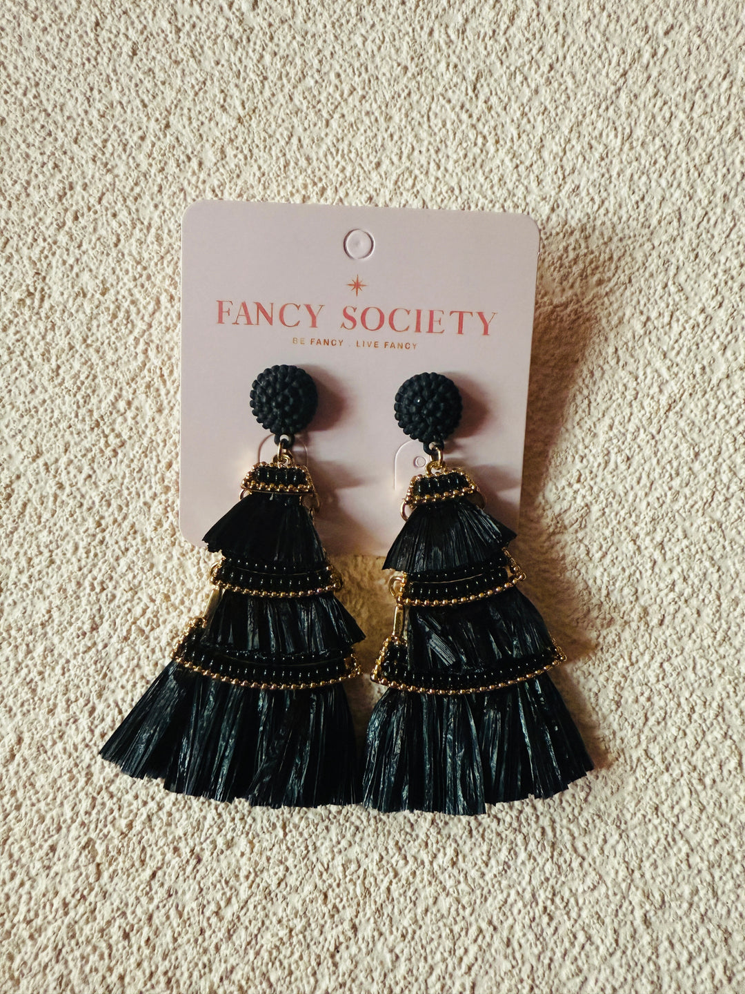 Black Raffia Statement Earrings