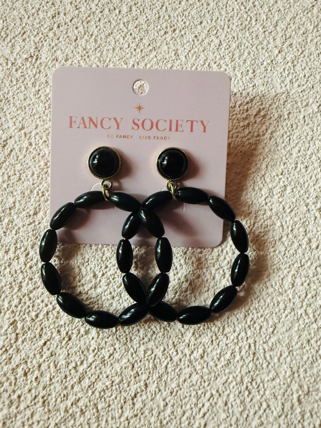 Black Bead Hoops