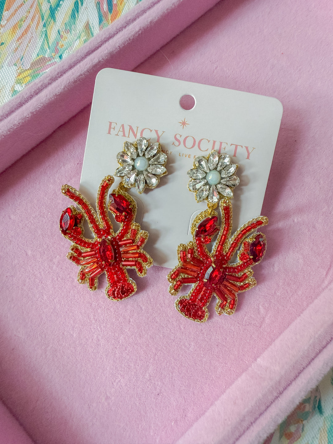 Mini Lobster Party Beaded Earrings