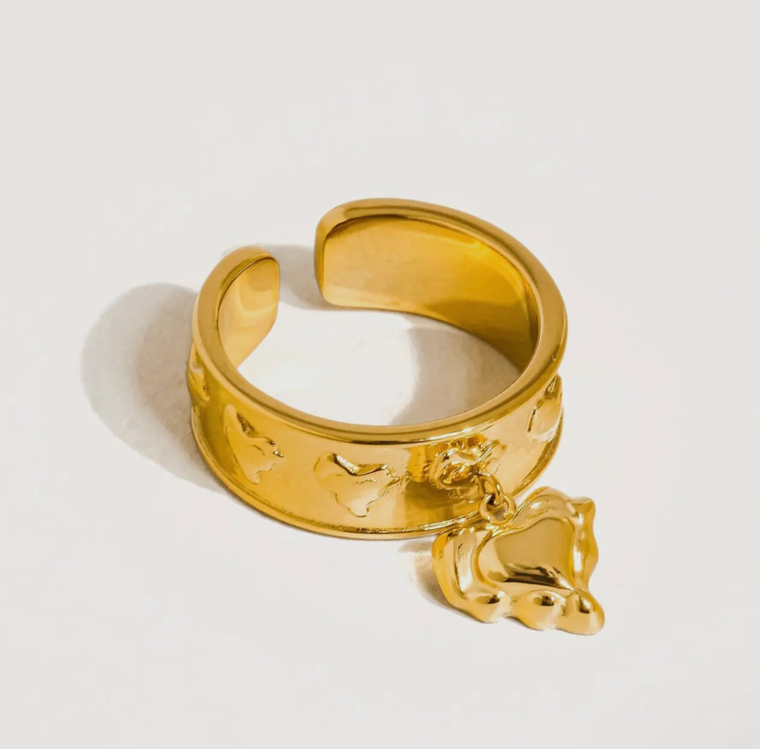 Melted Heart Dangle Ring