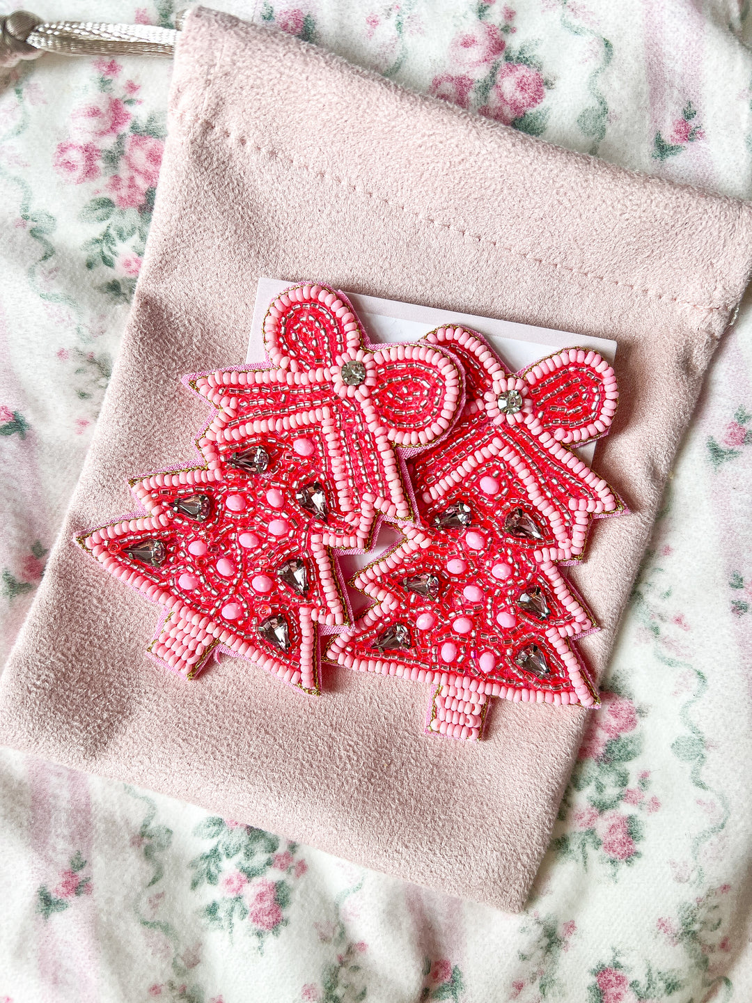 Pink Fancy Christmas Tree Earrings