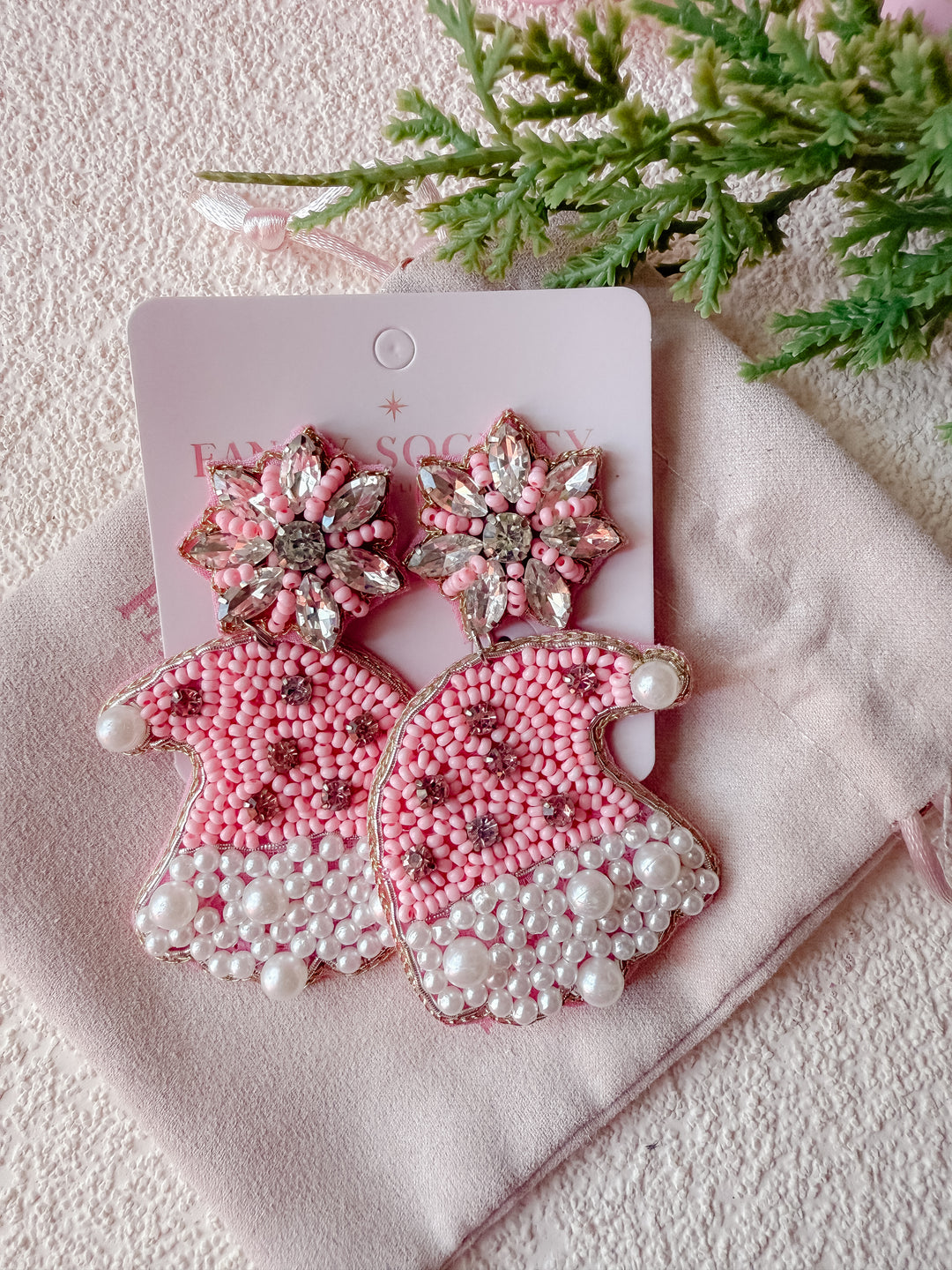 Pink Santa Hat Earrings