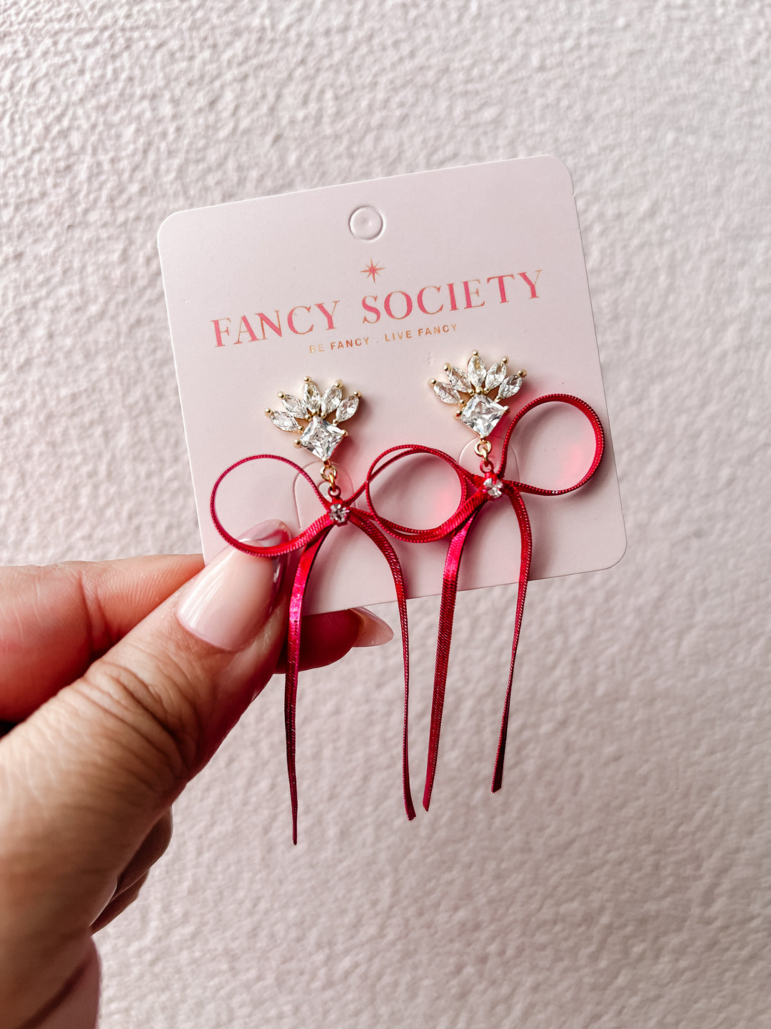 Red Chain Ribbon Earrings