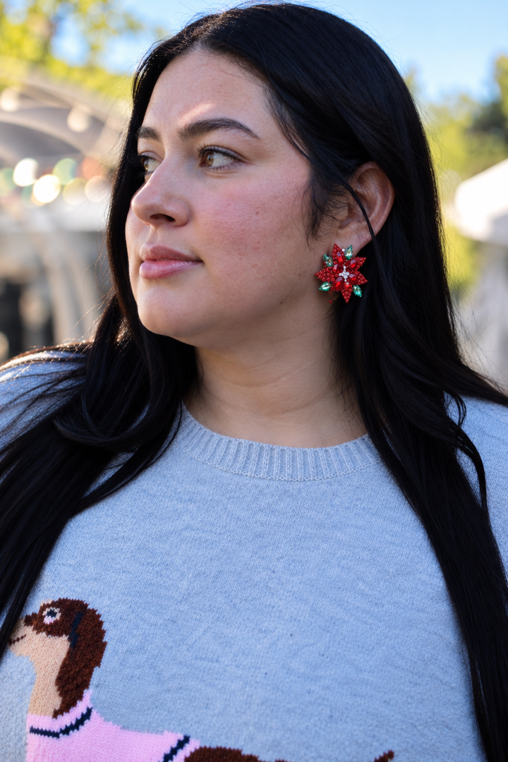 Christmas Poinsettias Earrings