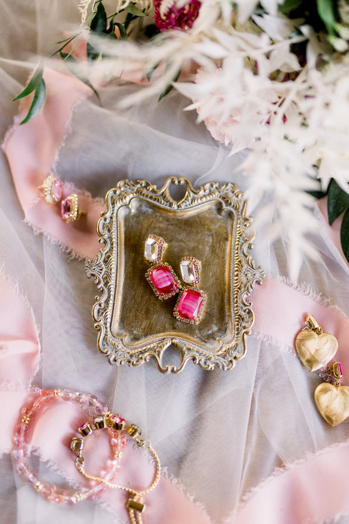 Bridgerton Two Stone Pink and White  Earrings