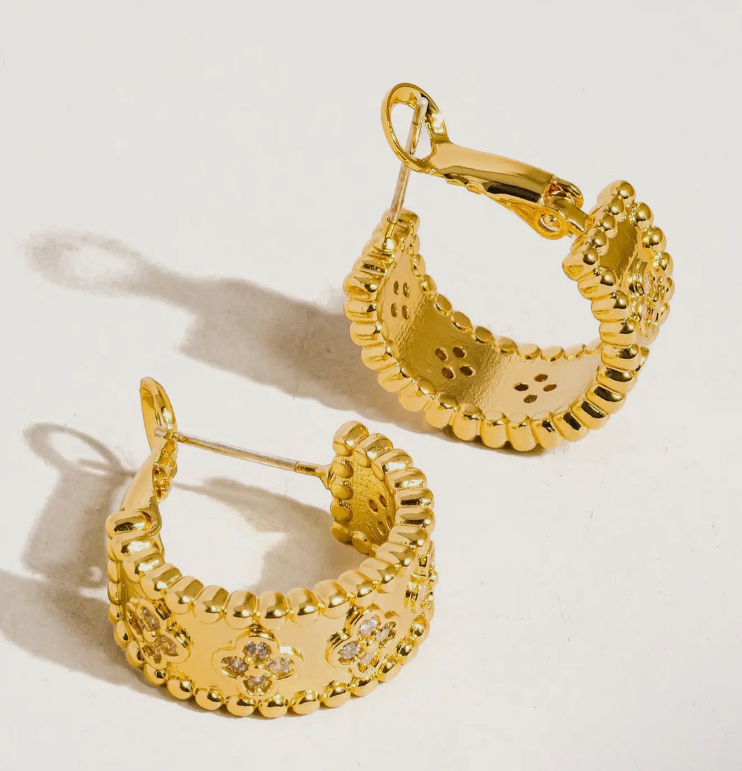 Vintage Flower Hoop Earrings