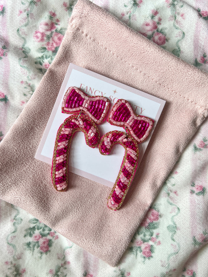 Pink Candy Cane Earrings