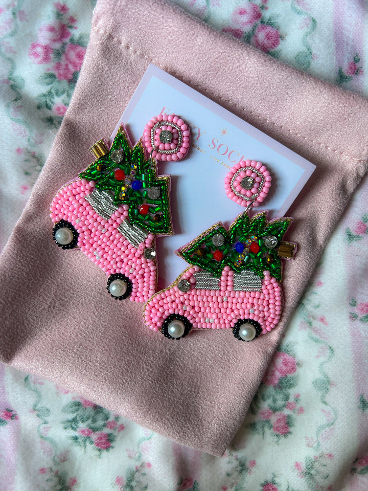 Pink Car Earrings