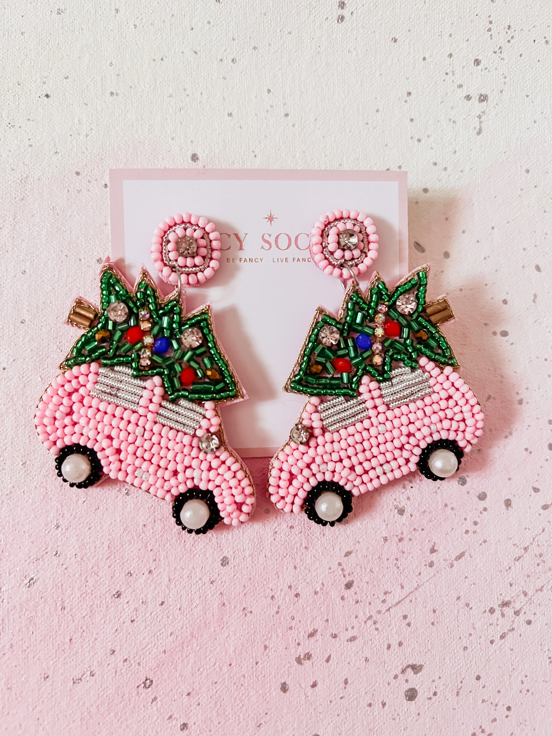 Pink Car Earrings